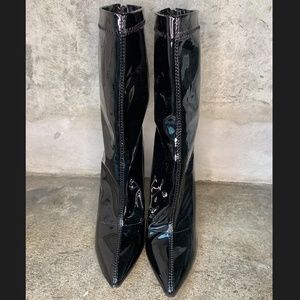 Black Natasha Clear Patent Sock Boot Boohoo 7.5-8